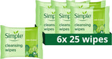 Simple Kind to Skin Bio-degradable Cleansing Wipes face wipes to remove waterproof eye make-up for sensitive skin 6x 25 wipes