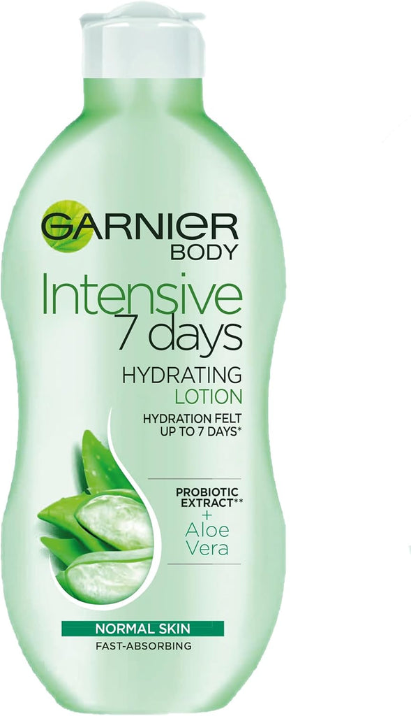 Garnier Intensive 7 Days Aloe Vera & Probiotic Extract Body Lotion 400ml, Hydrating and Refreshing Moisturiser, Up to 7 Days Hydration, For Normal Skin, Fast Absorbing & Non Greasy