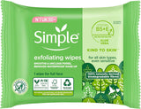 Simple biodegradable Exfoliating Face Wipes for sensitive skin 20 wipes