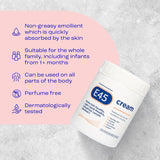 E45 Cream 500 g Tub – Moisturiser for Dry Skin and Sensitive Skin - Emollient Body Cream to Soothe Dry and Irritated Skin - Itchy Skin, Eczema Cream -...
