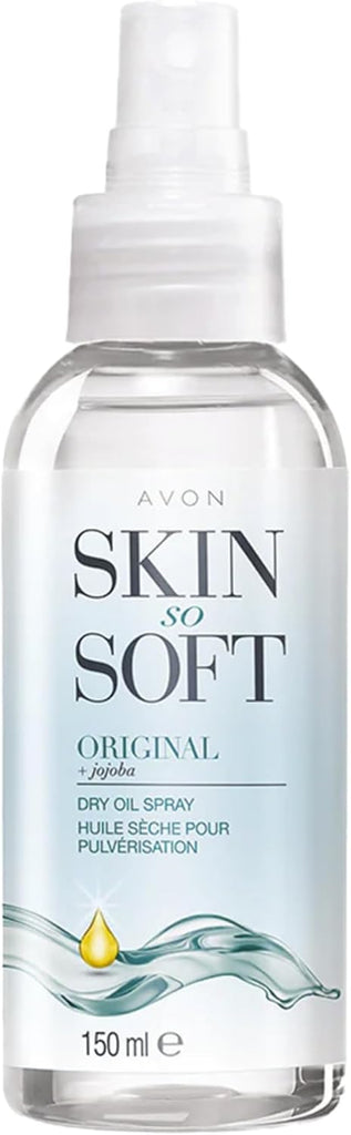 Avon Skin So Soft Dry Oil Spray 150ml | Locks in Moisture | Formulated with Jojoba Oil and Vitamin E | Quick Dry Formula | Cruelty Free,Clear