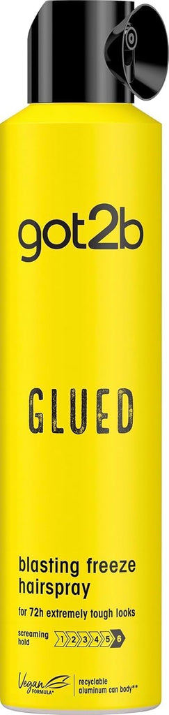 got2b Glued Blasting Freeze Hairspray 300 ml, Glued Hairspray for up to 72h Ultra Strong Hold, Hairspray got2b, For Extreme Hairstyles, Vegan Formula