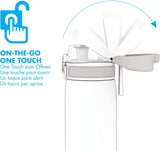 Ion8 Water Bottle, 500 ml/18 oz, Leak Proof, Easy to Open, Secure Lock, Dishwasher Safe, BPA Free, Hygienic Flip Cover, Carry Handle, Fits Cup Holders, Easy Clean, Carbon Neutral, Aqua