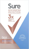 Sure Women Maximum Protection Clean Scent Anti-Perspirant Cream Deodorant Stick with 3x stronger* sweat protection for 96 hour sweat and odour protection 45 ml