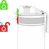 Ion8 Water Bottle, 500 ml/18 oz, Leak Proof, Easy to Open, Secure Lock, Dishwasher Safe, BPA Free, Hygienic Flip Cover, Carry Handle, Fits Cup Holders, Easy Clean, Carbon Neutral, Aqua