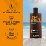Piz Buin Moisturising Sun Lotion SPF 30 (200ml), Water-Resistant Piz Buin 30 Sunscreen with Advanced UVA/UVB Protection, Skincare with Glycerin and Feverfew PFE Plant Extract