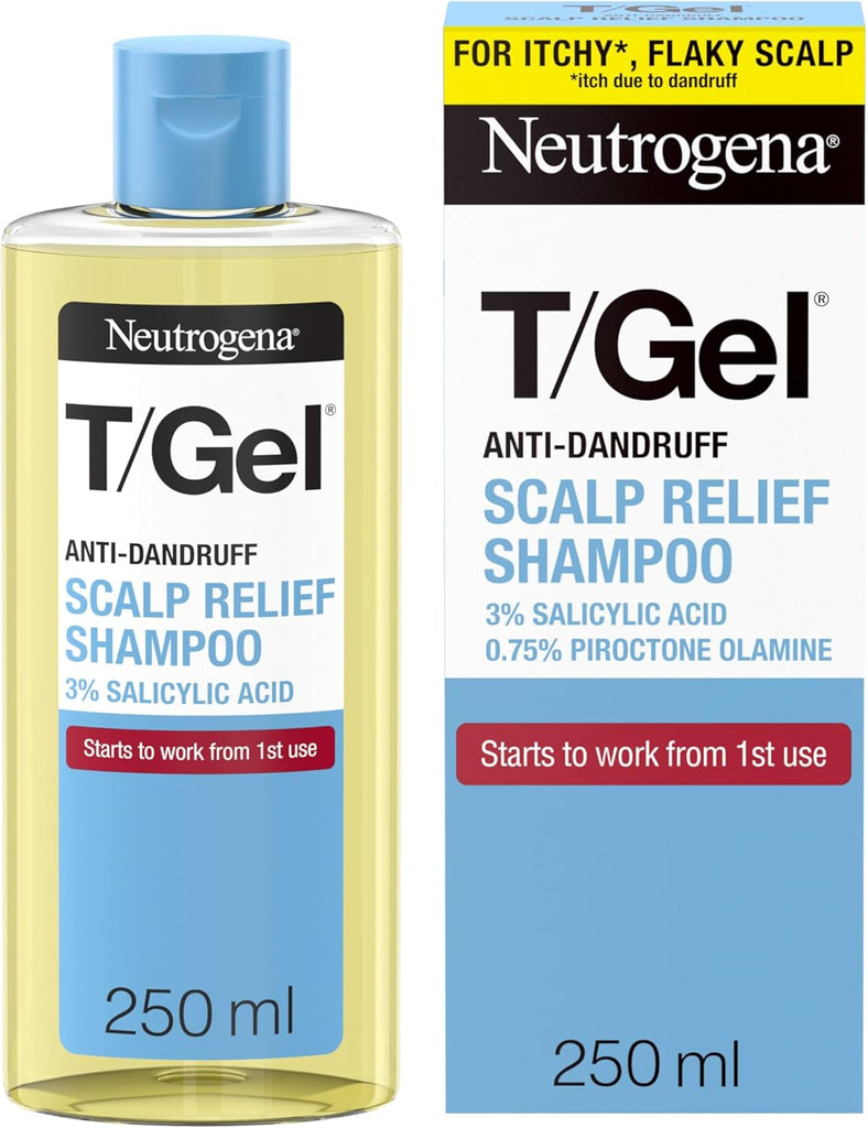 Neutrogena T/Gel Scalp Relief Anti-Dandruff Shampoo (250ml) With 3% Salicylic Acid, Suitable for Those Prone to Scalp Psoriasis and Seborrhoeic Dermatitis,Packaging may vary