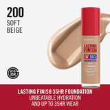 Rimmel Lasting Finish 35Hr Foundation 200 Soft Beige, Full Coverage, Hydrating, SPF20, Hyaluronic Acid, Vitamin E, 2% Niacinamide, All Day Wear, Vegan, Cruelty Free