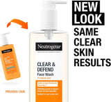 Neutrogena Clear & Defend Face Wash (1x 200ml), Oil-Free Facial Cleanser for Spot-Prone Skin, Facial Wash with Purifying 2% Salicylic Acid to Help Prevent Breakouts for Smoother, Clearer Skin