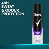 Sure Men Active Dry Anti-Perspirant Aerosol Men's Deodorant Spray with MotionSense technology for 48 hour protection against sweat and odour 6x 150 ml