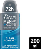 Dove Men+Care Advanced Clean Comfort Men's Antiperspirant Deodorant Body Spray with ¼ moisturising cream & Anti-Odour technology for 72 hour protection against sweat and odour 200 ml