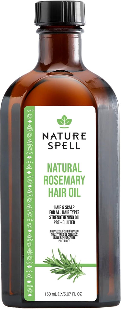 Nature Spell Rosemary Oil for Hair Growth, Pre-Diluted Oil to Strengthen and Nourish Dry, Damaged Strands, For All Hair Types, 150ml