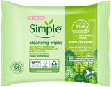 Simple Kind to Skin Bio-degradable Cleansing Wipes face wipes to remove waterproof eye make-up for sensitive skin 6x 25 wipes