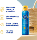 NIVEA SUN Protect & Dry Touch Refreshing Sun Mist Spray SPF50 (200ml), Water-Resistant Sun Spray, Immediate Protection Against UVA/UVB Rays, Sunburns and Premature Ageing (Packing May Vary)