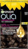 Garnier Olia Permanent Hair Dye, No Ammonia, Full Grey Coverage, Long-lasting Colour & Shine, Vegan Formula, Colour: 5.0 Brown, 230g