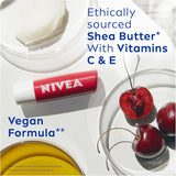 NIVEA Cherry Shine Lip Balm (4.8g), Flavoured Lip Balm with Shea Butter, Natural Oils and Vitamins, Provides 24h Moisture and a Soft Red Shine, Vegan Lip Care Formula