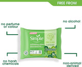 Simple biodegradable Exfoliating Face Wipes for sensitive skin 20 wipes