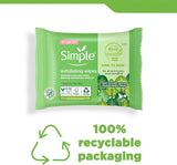 Simple biodegradable Exfoliating Face Wipes for sensitive skin 20 wipes