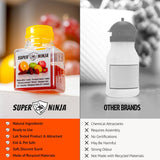 Super Ninja Fruit Fly Trap - 2 pack, Highly Effective Fruit Fly Killer for Home & Kitchen, Up to 3 Weeks of Performance per Bottle, Child & Pet Friendly