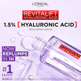 L'Oréal Paris Revitalift Filler Hyaluronic Acid Serum [1.5% Pure Concentrated Micro-Epidermic Hyaluronic Acid], Dropper Serum, Intensely Hydrates & Replumps, Visibly Reduces Fine Lines & Wrinkles