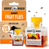 Super Ninja Fruit Fly Trap - 2 pack, Highly Effective Fruit Fly Killer for Home & Kitchen, Up to 3 Weeks of Performance per Bottle, Child & Pet Friendly