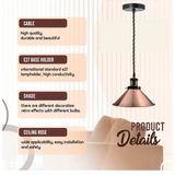 Cone Shade 2M Pendant Light Copper Ceiling Hanging Pendant Lamp ~3379-1